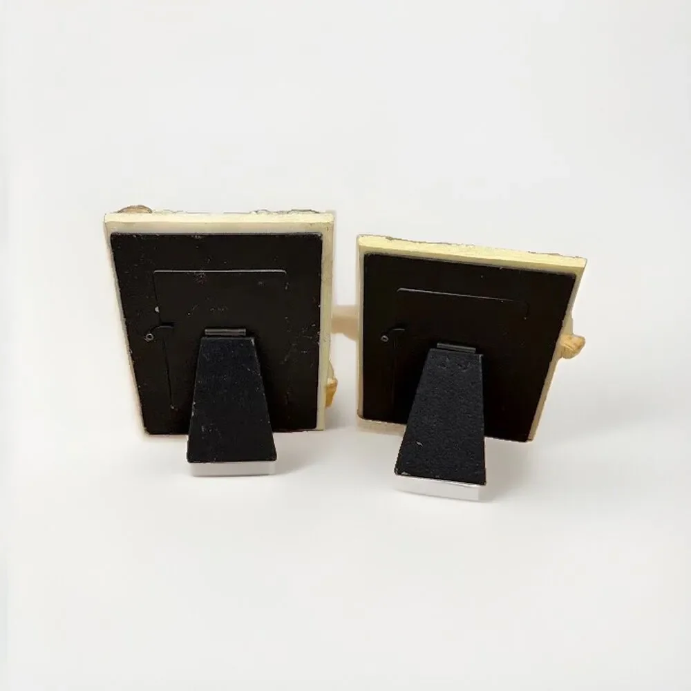 2 Yellow Rose Gold Accent Ballerina Vintage Stand Picture Frames 4 1/4